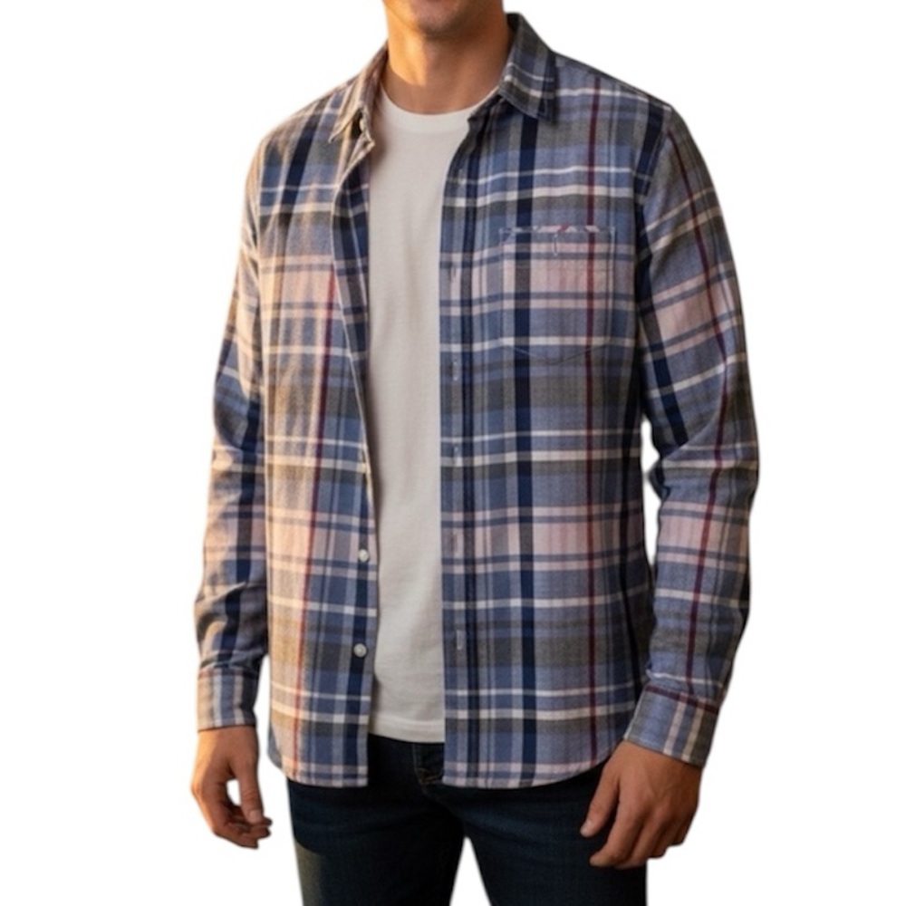 GAP Men's Plaid Button-Down Shirt‎ - Blue, Pink, Gray
